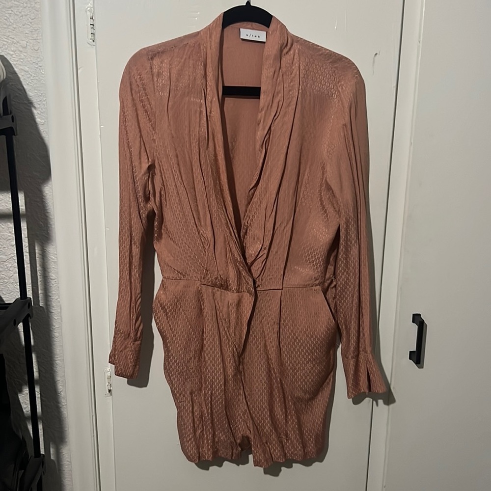 Pink Satin Romper - Deep V